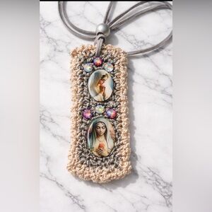 Hand Knits 2 Love Crochet Necklace Beads Designer Handmade Spiritual Gift Unique